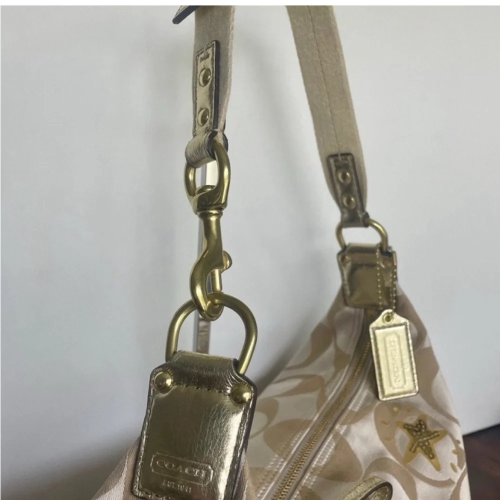 Coach Cream Shoulder Bag with Gold Hardware